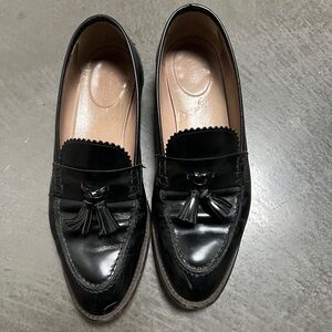 J. Crew Black Leather Tassel Loafers